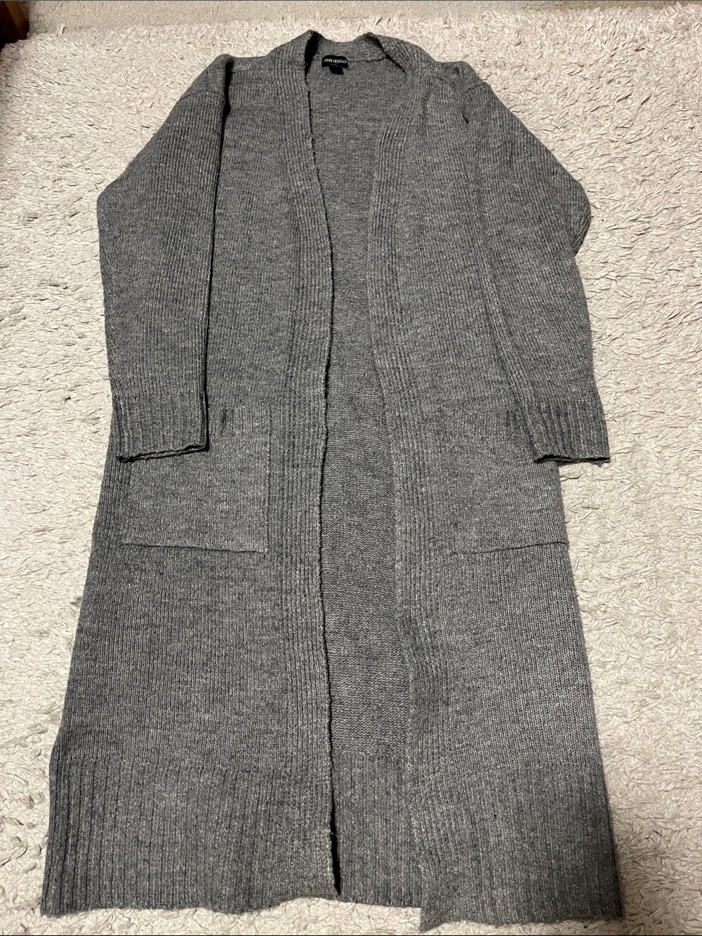 Urban Heritage Long Gray Open-Front Cardigan